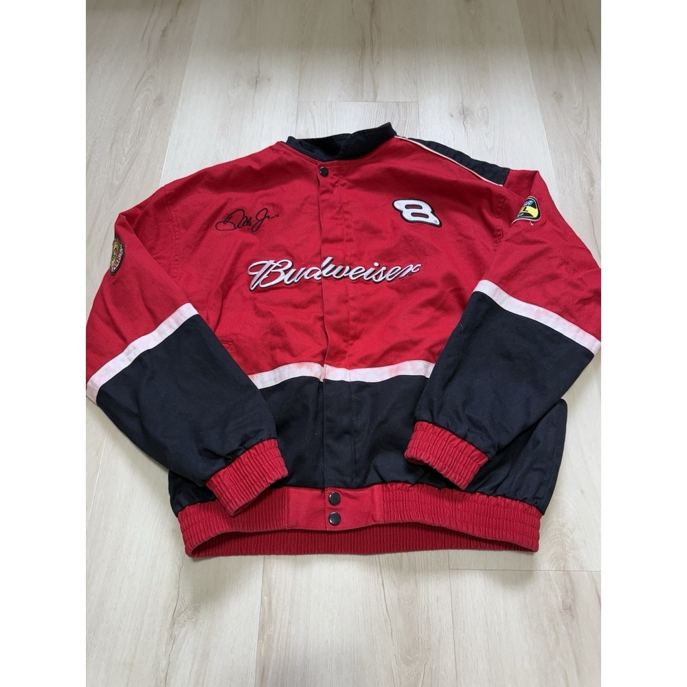 Vintage Dale Earnhardt Jr Jacket Mens Medium Red Budweiser Bud Racing #8 Nascar